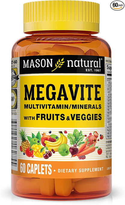 MASON NATURAL Vitamin Megavite Fruits and Veggies Mineral Formula, 60 Count