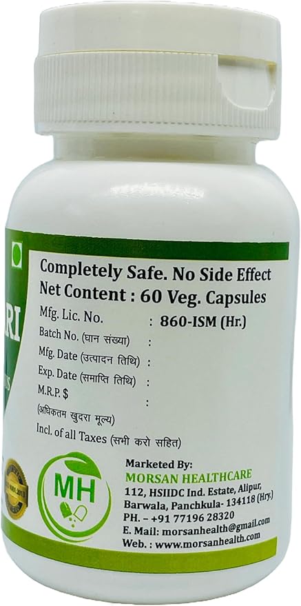 Shatavari (Asparagus Racemosus) Capsules, Containg 60 x 500 mg. Natural and Herbal Veg. Capsules (Pack of 1)