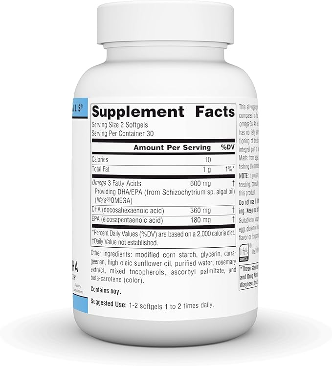 Source Naturals Vegan Omega-3s, Non-Fish EPA-DHA, for Heart and Brain Health Support* 300 mg - 60 Vegan Softfgels