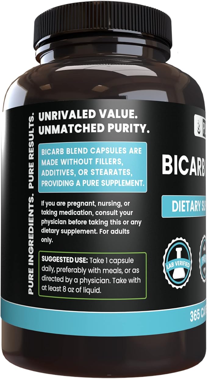 PURE ORIGINAL INGREDIENTS Bicarb Blend (365 Capsules) No Magnesium Or Rice Fillers, Always Pure, Lab Verified