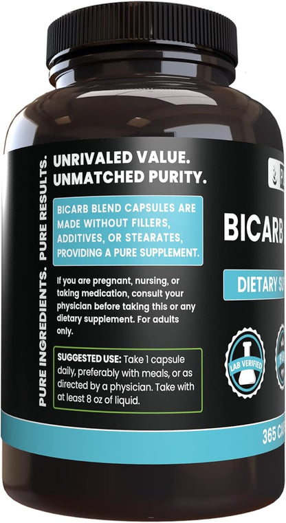 PURE ORIGINAL INGREDIENTS Bicarb Blend (365 Capsules) No Magnesium Or Rice Fillers, Always Pure, Lab Verified