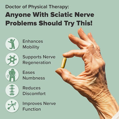 nooro SciatiGuard Sciatica Supplement – Sciatic Nerve Capsules with Vitamins B1, B6, B12, Magnesium, Ginger, Alpha Lipoic Acid – Support for Back Comfort – 60 Capsules