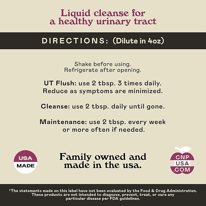 Complete Natural Products Urinary Tract Complete 16oz - Liquid Supplement for Urinary Tract Health with Organic Cranberry, D-Mannose, Beet Root, Fennel Seed, and Turmeric