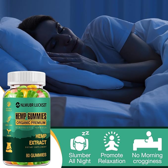 Hemp Gummies 1 Pack for Sleep Stress Anxiety Balance,Relaxes Body & Mind,Natural Edible Gummies with Omega 3-6-9 and Vitamin C,High Potency Organic Hemp Extract-80 Count