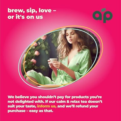 aprikalife - Calm and Relax Herbal Tea with Chamomile, Peppermint, and Lavender - 60 Tea Bags. Delicious Herbal Blend for a Calming Experience