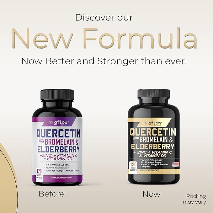 Quercetin with Vitamin C and Zinc - 500mg - Quercetin with Bromelain - Zinc Quercetin - 120 Veggie Caps - Elderberry with zinc and Vitamin c for Adults (Non-GMO, Vegan) 2 Months Supply