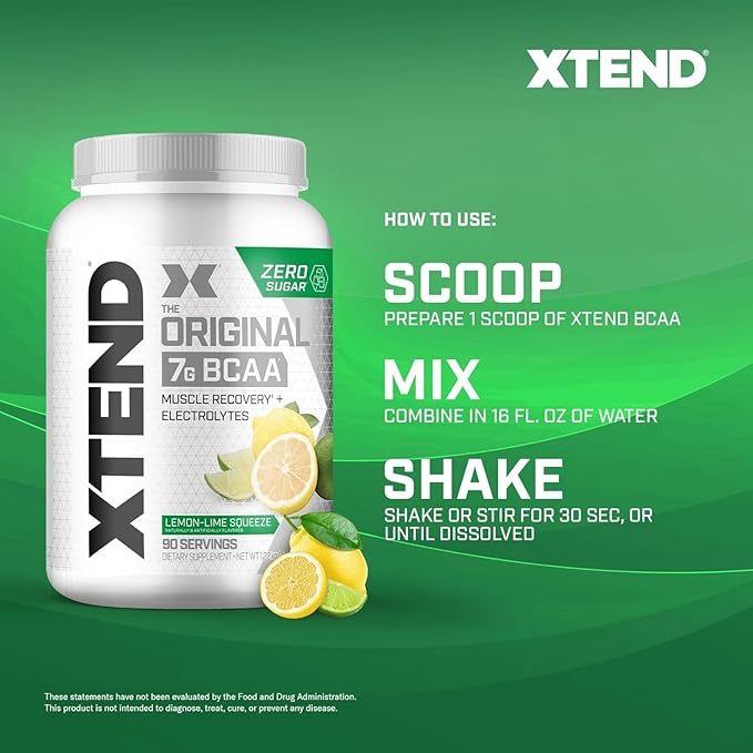 XTEND Original BCAA Powder 7g BCAA and 2.5g L-Glutamine, Sugar Free Post Workout Muscle Recovery Drink with Amino Acids for Men & Women, 90 Servings