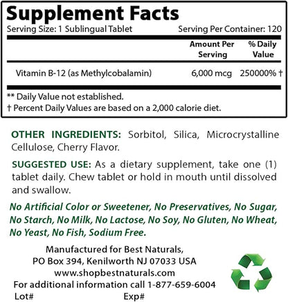 Zinc Gluconate 50mg & Vitamin B12 6000 mcg