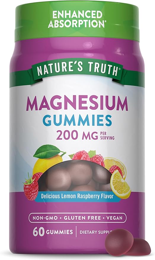 Nature's Truth Magnesium Gummies | 200mg | 60 Count | Vegan, Non-GMO & Gluten Free Supplement | Enhanced Absorption Magnesium Citrate