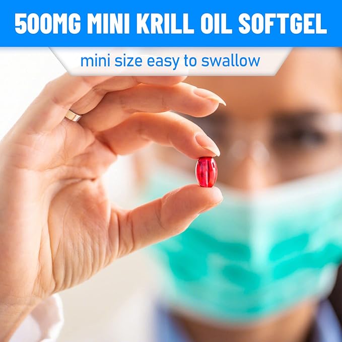 Dr.Brian Antarctic Krill Oil 500mg Omega 3 Fatty Acid Supplement, DHA & EPA & Astaxanthin Krill Oil Omega 3 Support Heart Health, Non-GMO, 90 Softgels