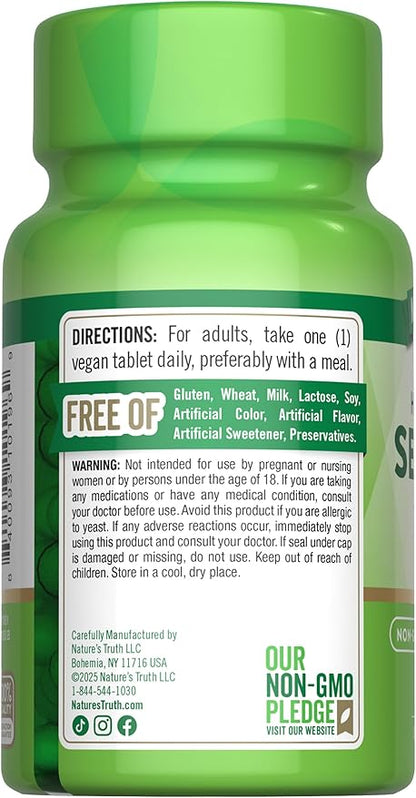 Nature's Truth Selenium 200mcg | 100 Tablets | High Potency | Vegan, Non-GMO & Gluten Free Supplement