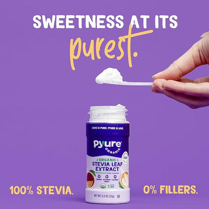 Pyure Organic Stevia Sweetener Extract Powder- 100% Stevia Leaf Extract, No Fillers, 300x Sweeter Than Sugar, 1,000 Servings