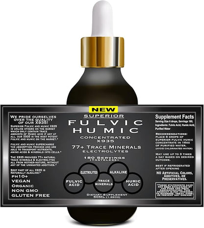 Trace Mineral Drops with Electrolytes - 77 Trace Minerals - 180 Servings- Restore Electrolytes, Improve Gut Health, Leaky Gut Repair - Plant Derived Ionic Trace Minerals from Fulvic & Humic Acid
