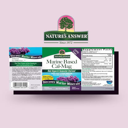 Nature's Answer Marine Based Calcium Magnesium, Vanilla Cream, 16-Ounce | Natural Immune Support | Maintains Healthy Bones | Promote Heart Health | Muscular Function Support