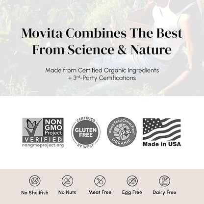 Movita Certified Organic Vitamin D3 2500IU – Supports Energy, Immune Health & Bone Strength – Fermented Whole Foods, Organic, Vegan, Gluten-Free, Non-GMO – 30-Day Supply (Eco-Friendly Pouch)