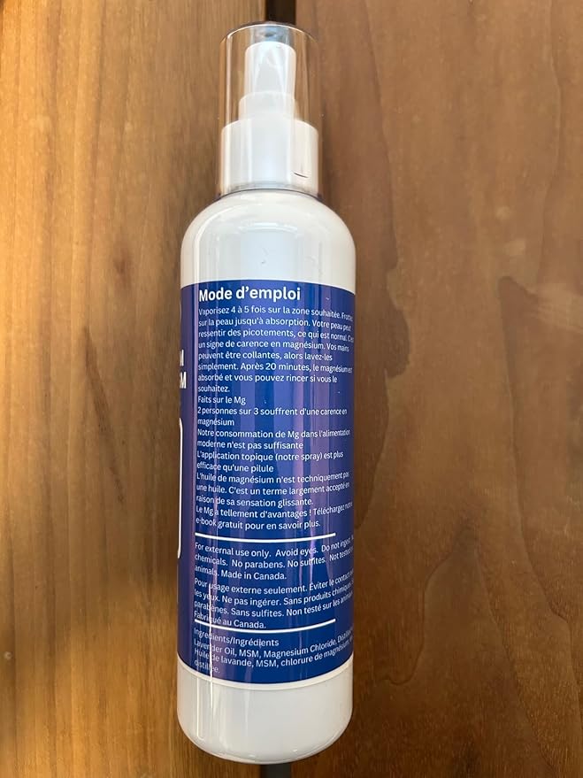 Magnesium Oil Spray with MSM - Extra Strength at 32mg per Spray - Lightly Scented with Lavender - Product of Canada 237 ml