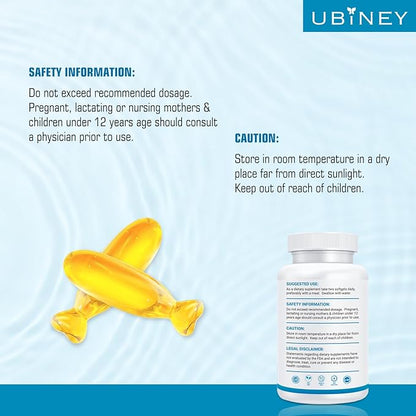 Omega 3 Fish Oil 2000mg Softgels, 120 Count - High Potency EPA 360mg + DHA 240mg, Burpless Fish Oil Supplement for Heart, Brain & Joint Health, Non-GMO, Molecularly Distilled, Vitamin E