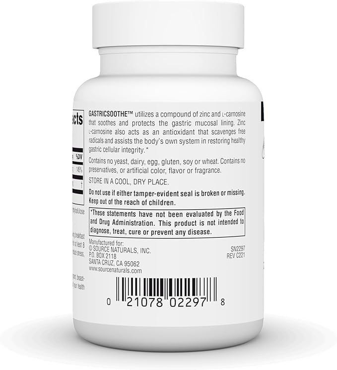 Source Naturals GastricSoothe Zinc L-Carnosine* - 120 Veggie Caps