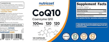 Nutricost CoQ10 100mg, 120 Vegetarian Capsules, 120 Servings - High Absorption, Vegetarian, Non-GMO, Coenzyme Q10
