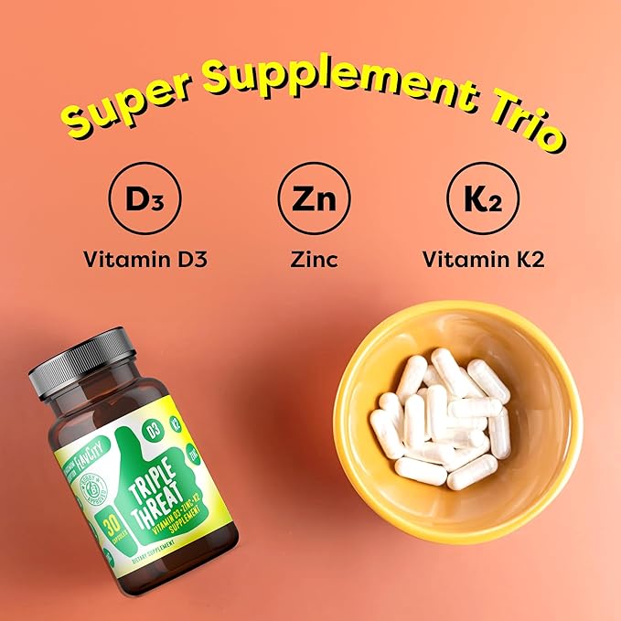 FlavCity Vitamin D3, K2 & Zinc - Triple Threat Supplement - Daily or Seasonal Immune Support - Vitamin D with K2 for Enhanced Absorption - Promote Healthy Bones & Skin (30 Capsules)