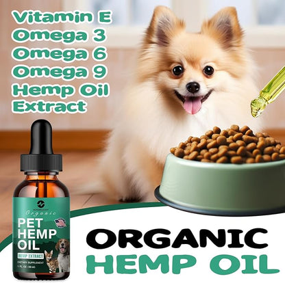 Hemp Oil Organic Extract for Dogs and Cats, Omega 3-6-9 Oil Supplement Hemp Oil for Pets-1012-D075