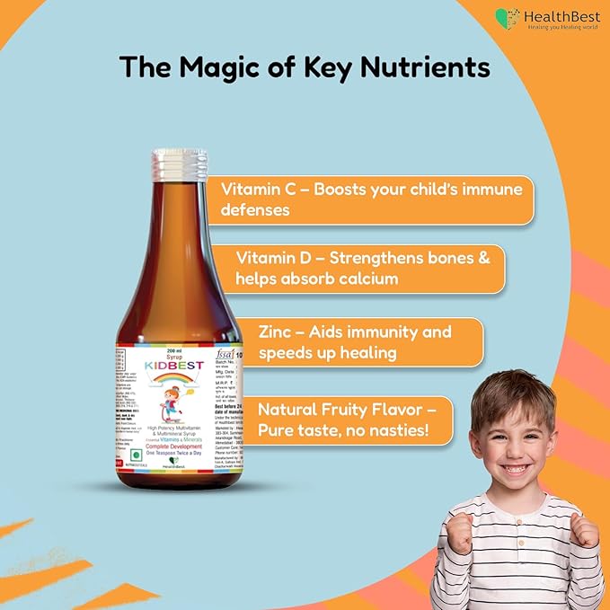 Kidbest Multivitamin Syrup for 3-13 Years Kids | 200ml