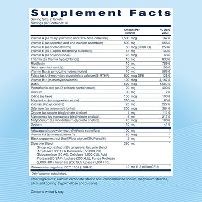 Daily GLP-1 Nutritional Support Supplement, Essential Vitamins and Minerals, Support for Gut Health, Stress and Cellular Energy – 60 Tablets