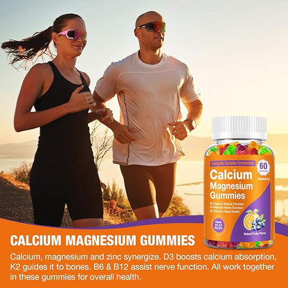 Calcium Citrate with Vitamin D3, K2, 1200mg Calcium Gummies with Magnesium Zinc, Extra Absorption Calcium Supplements for Women & Men Bone, Muscle & Immune Support, Fuit Flavor 120 Chewable Gummies