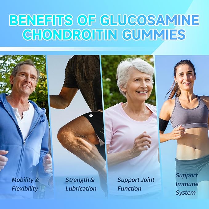 Glucosamine Chondroitin Gummies, Extra Strength Joint Support Supplement with MSM & Elderberry, Joint Support Supplement for Adults, Men & Women, Blueberry Flavor, 120 Count