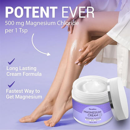 Magnesium Cream for Sleep & Muscle Relief: Topical Night Calming & Deep Relaxation Lotion - Restless Cramps Leg & Joint Care Lotion - Lavender 3.38 Fl. Oz.