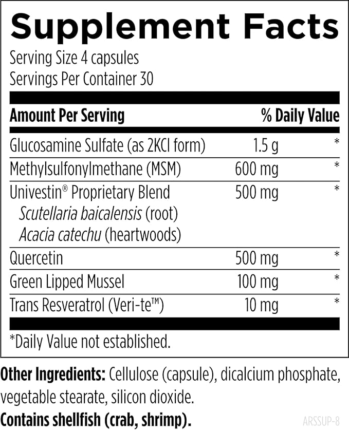 Designs for Health ArthroSoothe Supreme - Joint Support Supplement for Adults with Glucosamine Sulfate, Quercetin, Green Lipped Mussel, MSM, Chinese Skullcap + More - Non-GMO (120 Capsules)