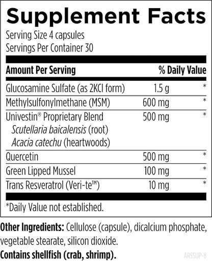 Designs for Health ArthroSoothe Supreme - Joint Support Supplement for Adults with Glucosamine Sulfate, Quercetin, Green Lipped Mussel, MSM, Chinese Skullcap + More - Non-GMO (120 Capsules)