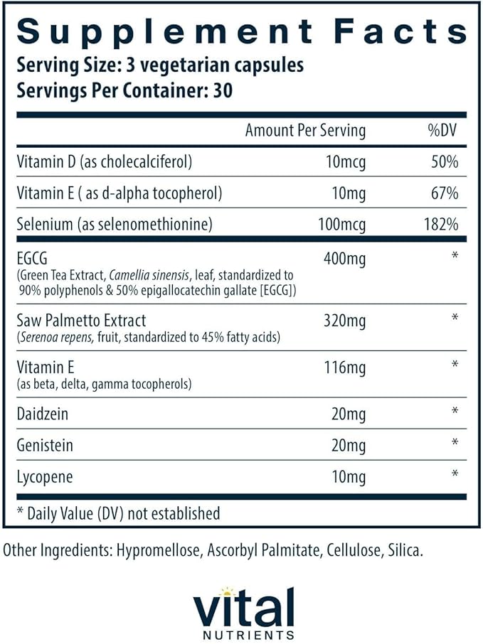 Vital Nutrients - Prostate Health Tx - Evidence-Based Prostate Support - 90 Vegetarian Capsules per Bottle