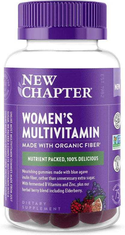 New Chapter Women’s Multivitamin Gummies - 66% Less Sugar, Women’s Gummy Vitamins with Vitamin C, D3 & Zinc, Non-GMO, Gluten Free, Berry-Citrus, 75ct