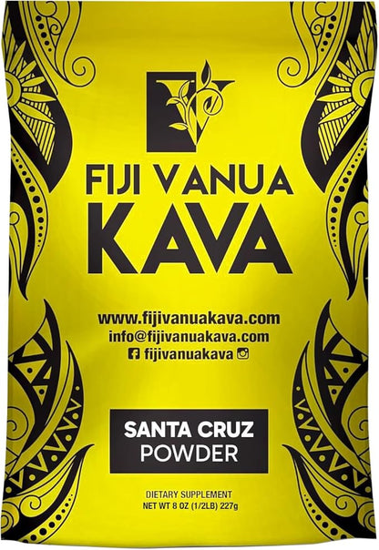 Premium Santa Cruz Kava Powder, Medium Grind Noble Root Powder, Easy to Prepare Kava Root Powder with A Smooth and Creamy Taste, Kava Root Powder, 8 oz