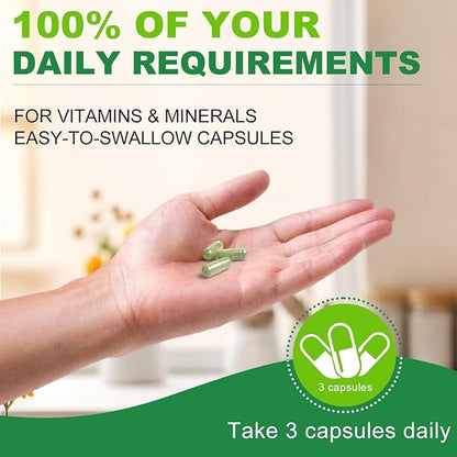 Multivitamins for Men 50 Plus, Whole Food Multivitamin Organic Based Superfoods Supplement for Men 50+ for Brain, Heart and Eye Health, Improve Digestion & Prostate Health, 120 Capsules