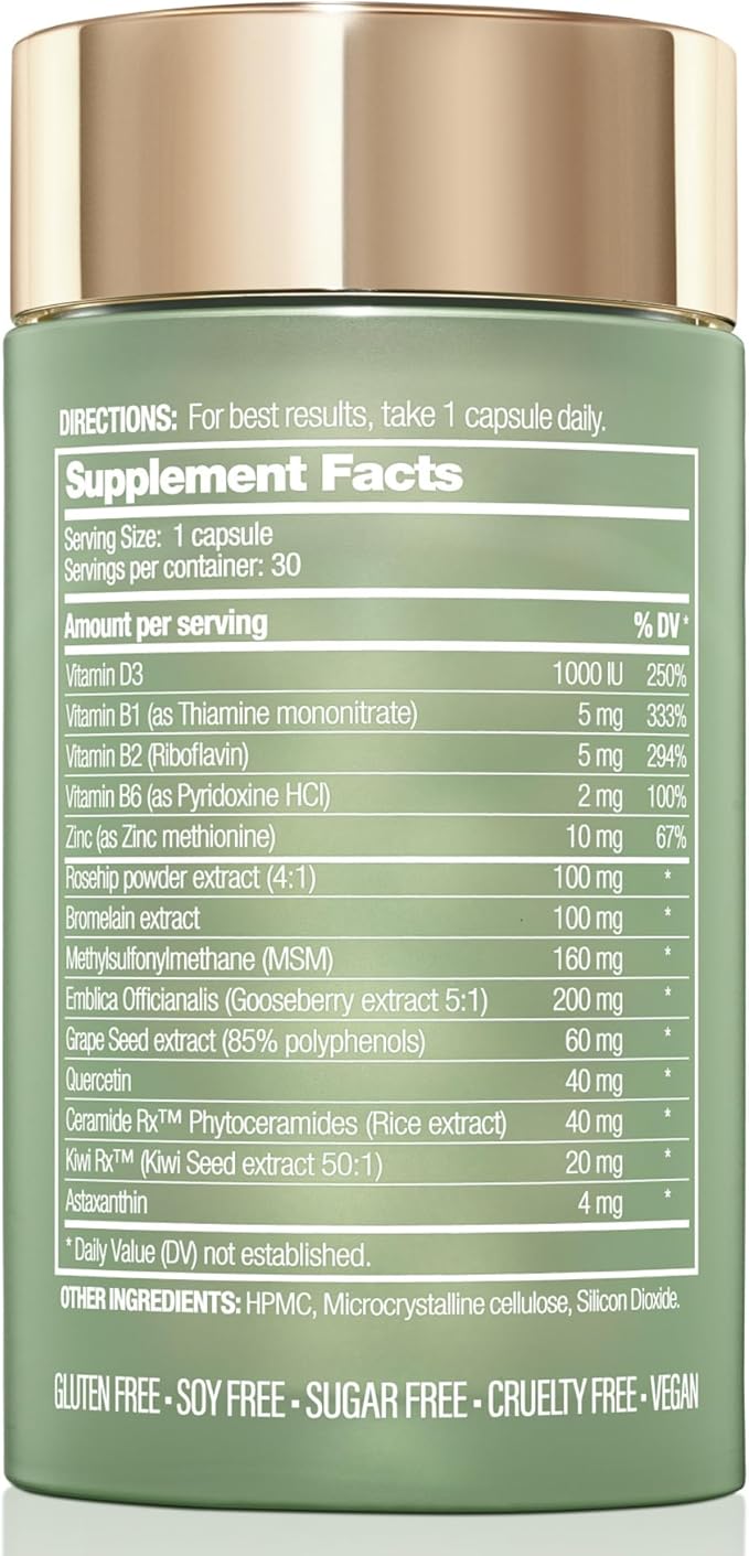 Kiwi Seed Booster Skin Supplement Starter Bundle - 60-Day Supply with Bottle & Eco-Friendly Refill - Vegan Skin Vitamin for Anti-Aging, Hydration & Collagen Support