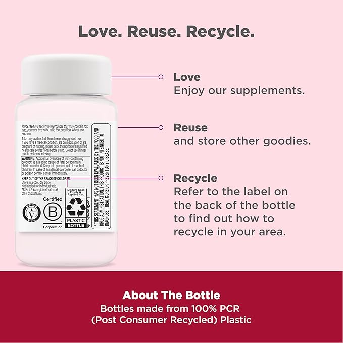 OLLY Delightful Iron Chewable Tablet, Iron Supplement from AB Fortis, Fruit Punch Flavor, 30 or 20 Day Supply - 60 Count