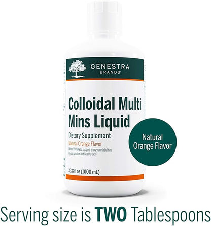Genestra Brands Colloidal Multi Mins Liquid - Colloidal Minerals - Natural Orange Flavor - 33 Servings