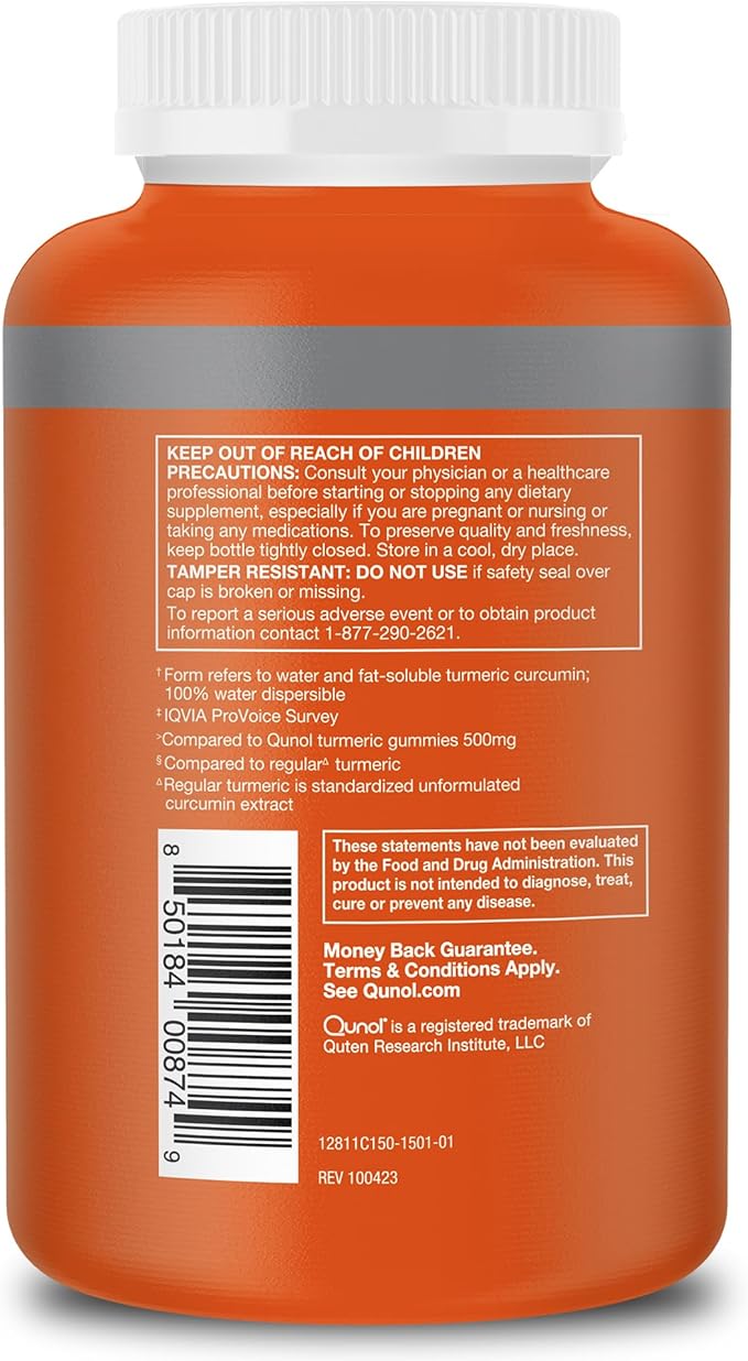 Qunol Turmeric Curcumin Supplement, 1000mg with Ultra High Absorption, for Joint Support, Extra Strength Capsules, 150 Count