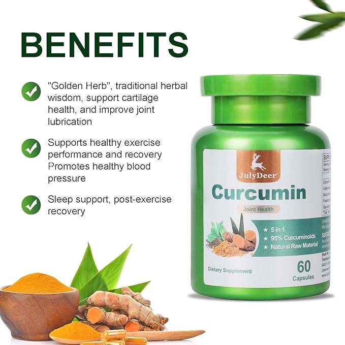 Curcumin Turmeric Complex 2 Bottles with Celery Seed, Sour Cherry, Frankincense Extract, Glucosamine, 95% Curcuminoids for Joint Health, Antioxidant, Immunity Support - 120 Capsules