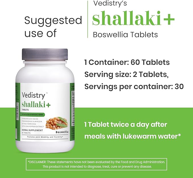 Shallaki+ 700mg Boswellia serrata & Long Pepper Tablets | 60 Tablets | Joint Health, Mobility & Flexibility Support | Vegan Herbal Supplement | Pack of 1