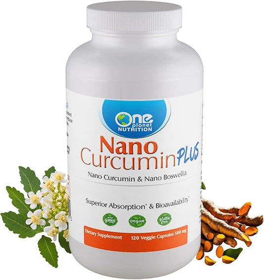 Nano Curcumin Plus 500 mg Veggie Capsules (120 Servings), Nano Curcumin with Boswellia for High Absorption, Supports Joint & Immune Health, Non-GMO, Vegan, Gluten-Free