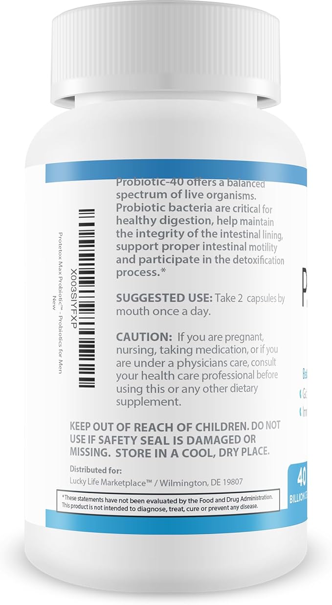Protetox Max Probiotic - Premium Probiotic Formula - Help Reduce Gut Bloat & Support Digestive Health - Natural Immune Support - Best Probiotics for Men & Women, Pack of 1