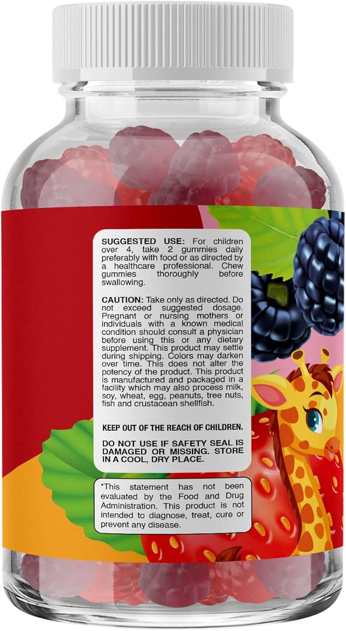 High Prebiotic Fiber Gummies for Kids - Dietary Fiber Supplements for Digestion & Constipation - Chicory Root Kids Immune Gummies - Non-GMO & Vegan Digestive Nutritional Supplements - 120 Count