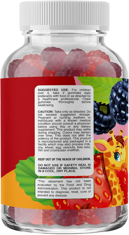 High Prebiotic Fiber Gummies for Kids - Dietary Fiber Supplements for Digestion & Constipation - Chicory Root Kids Immune Gummies - Non-GMO & Vegan Digestive Nutritional Supplements - 120 Count