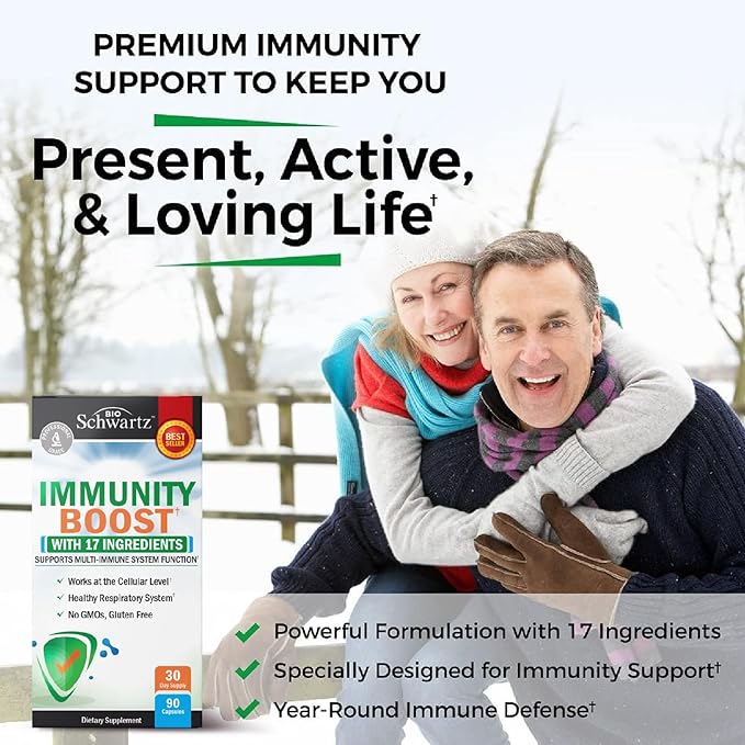 BioSchwartz Immune Support Supplement - Vitamin C with Zinc Elderberry Extract Ginger Bee Propolis Beta Carotenes, Immunity Boost for Adults, Immune Defense Antioxidant Vitamins, 90 Capsules
