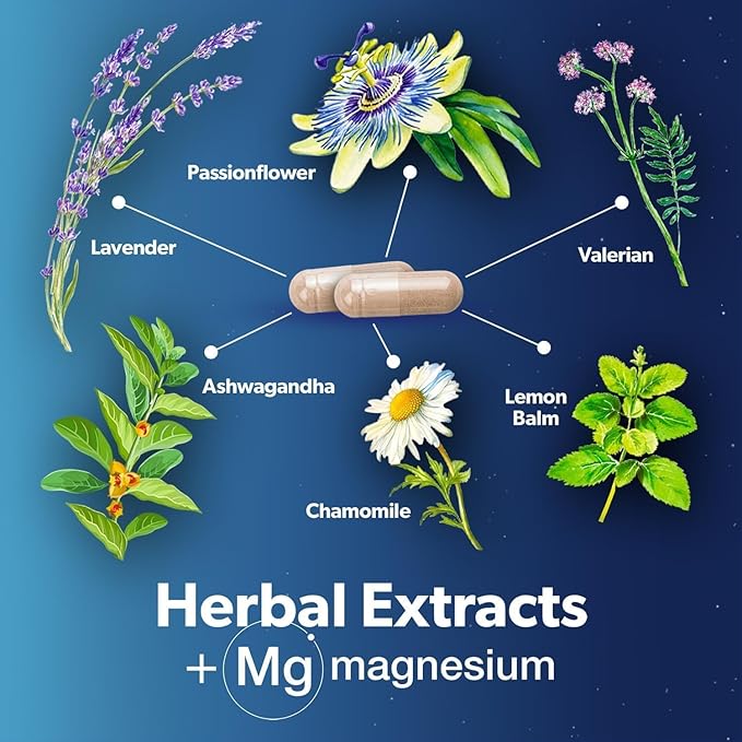 Weider Melatonin Free Sleep Aid Supplement with KSM-66 Ashwagandha, Magnesium, Lavender, Lemon Balm, Chamomile, Valerian and Passionflower Extracts, Hormone & Drug- Free, Non-Habit Forming, 120ct