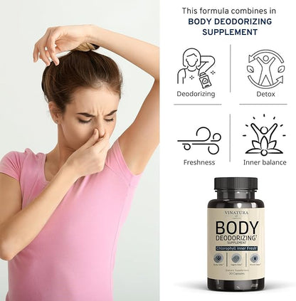 Body Deodorizing Supplement for Women - Magic Chlorophyll Pills for Body Odor Eliminator, it Works for Her Internal Deodorant, 30 Capsules