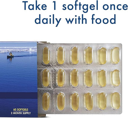 WHC, UnoCardio 1000 Fish Oil, 1300 mg of Pure Triglyceride Fish Oil with Omega-3 (1180 mg), 665 mg EPA and 445 mg DHA and 25 mcg (1000 IU) Vitamin D3 per softgel, Natural Orange, 60 softgels